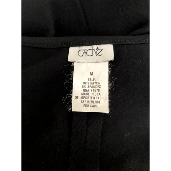 Cache Dress Sheath Cap Sleeve Surplice V neck Black Beaded Embellished Ruched M - Picture 6 of 6